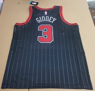 Maillot de Basket 3 Giddey Chicago Bulls Noir Stripe