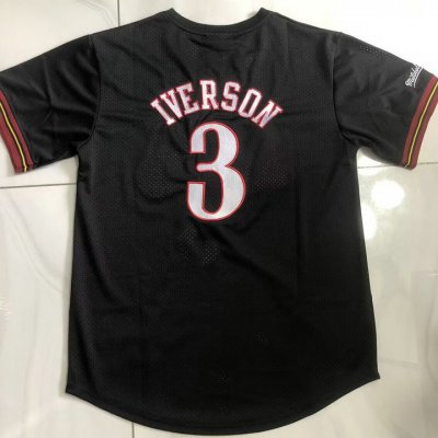 Maillot de Basket NBA 76ers Iverson 3 Noir Manche Courte