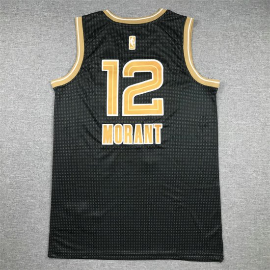 Maillot de Basket 12 Morant Memphis Grizzlies 24-25 Noir Or