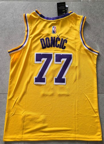 Maillot de Basket 77 Doncic Los Angeles Lakers Jaune