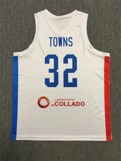 Maillot Basket 32 Towns Dominican Blanc