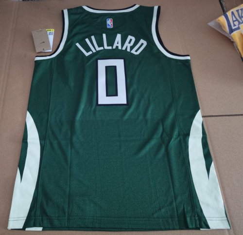 Maillot NBA Milwaukee Bucks 2021 Lillard 0 City Edition Vert