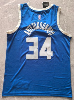 Maillot de Basket Bucks 2025 Antetokounmpo 34 City Edition Bleu