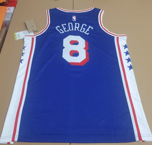 Maillot de Basket NBA 76ers 2025 George 8 City Edition Bleu