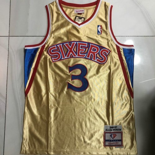 Maillot Philadelphia 76ers Iverson 3 1996-97 Or