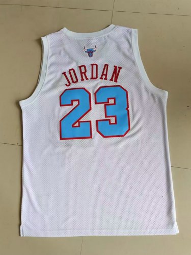 Maillot Basket 23 Jordan bulls M&N Blanc Bleu