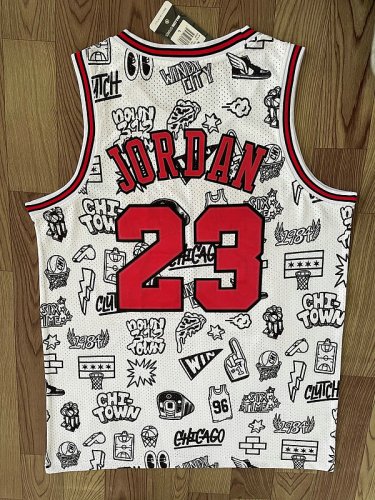 Maillot de Basket 23 Jordan Bulls trend Blanc