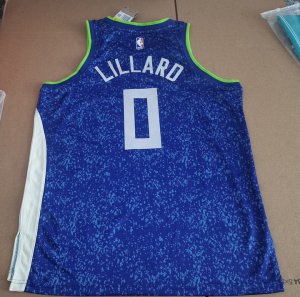 Maillot de Basket Bucks 2024 Lillard 0 City Edition Bleu