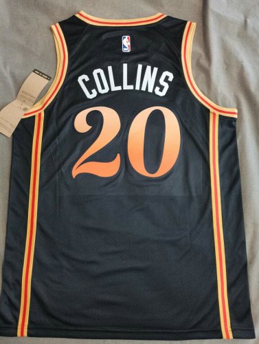 Maillot de Basket NBA Hawks 2022 2023 Collins 20 City Edition Noir