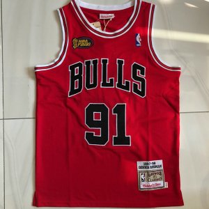 Maillot Basket 91 Rodman Chicago Bulls 1997-98 Finals Rouge