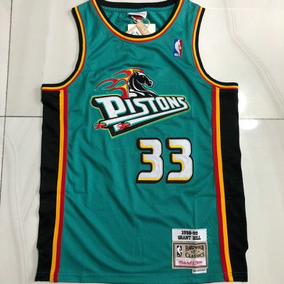 Maillot de Basket 33 Hill Pistons 1998-99 Vintage Vert